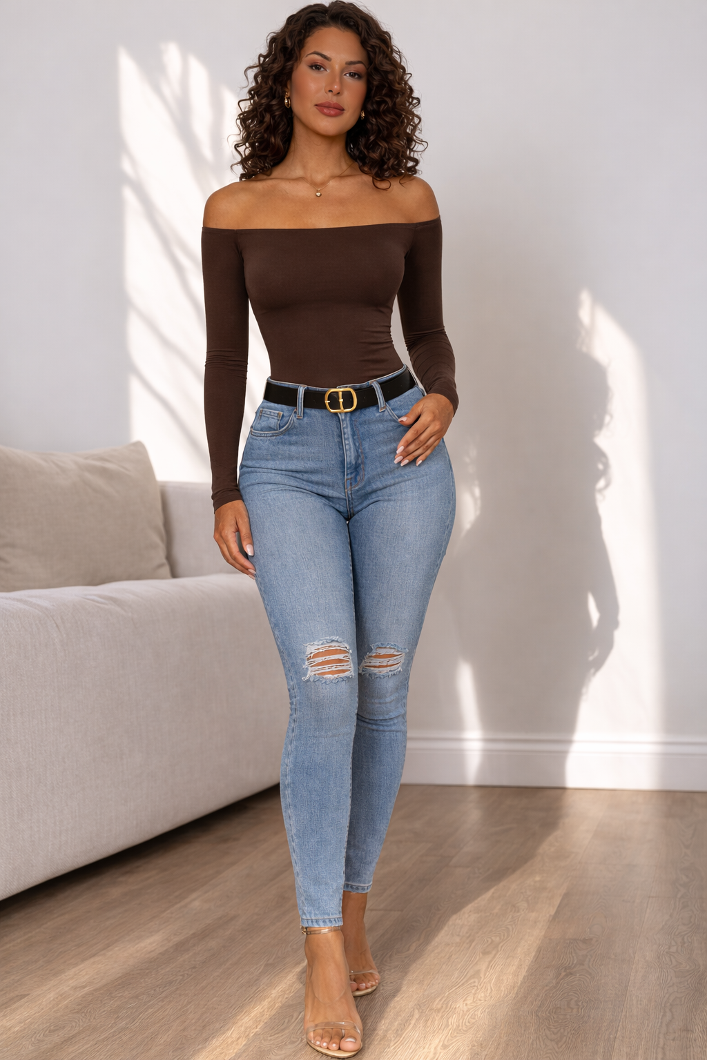 Off-Shoulder Long Sleeve Top