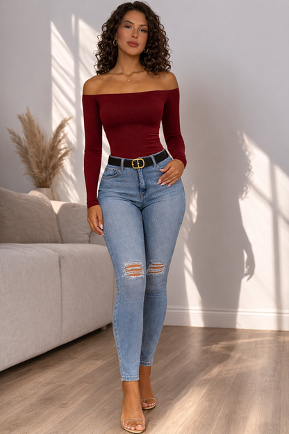 Off-Shoulder Long Sleeve Top
