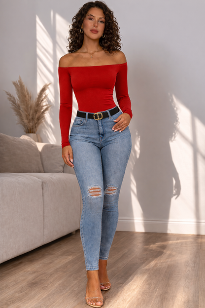 Off-Shoulder Long Sleeve Top